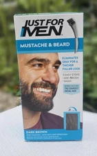 Just For Men Mustache & Beard Brush In For Gray Hair DARK BROWN M-45