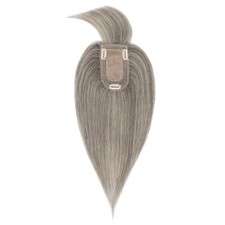 Hair Toppers For Women Real Human Hair 5.1"X2.8" 8 Inch White Blonde Mix Grey