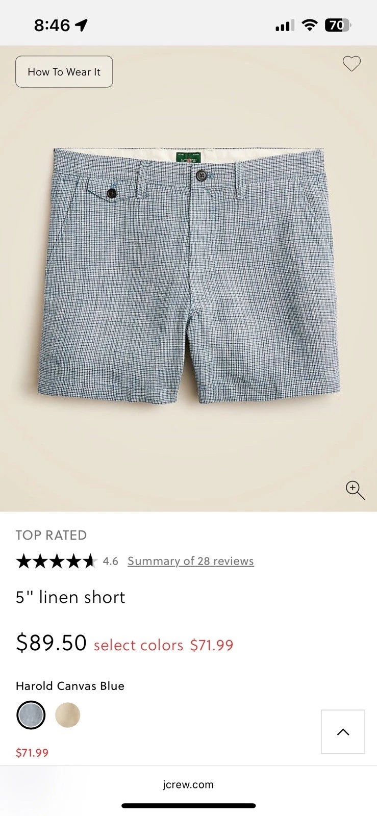 NWT Men’s J Crew Linen Shorts 34