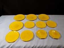 Lot of 11 Akro Agate Childs Yellow Glass Plates