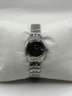 Seiko Automatic Watch Women 24mm Black Dial Silver Tone Date 2205-0050 Runs