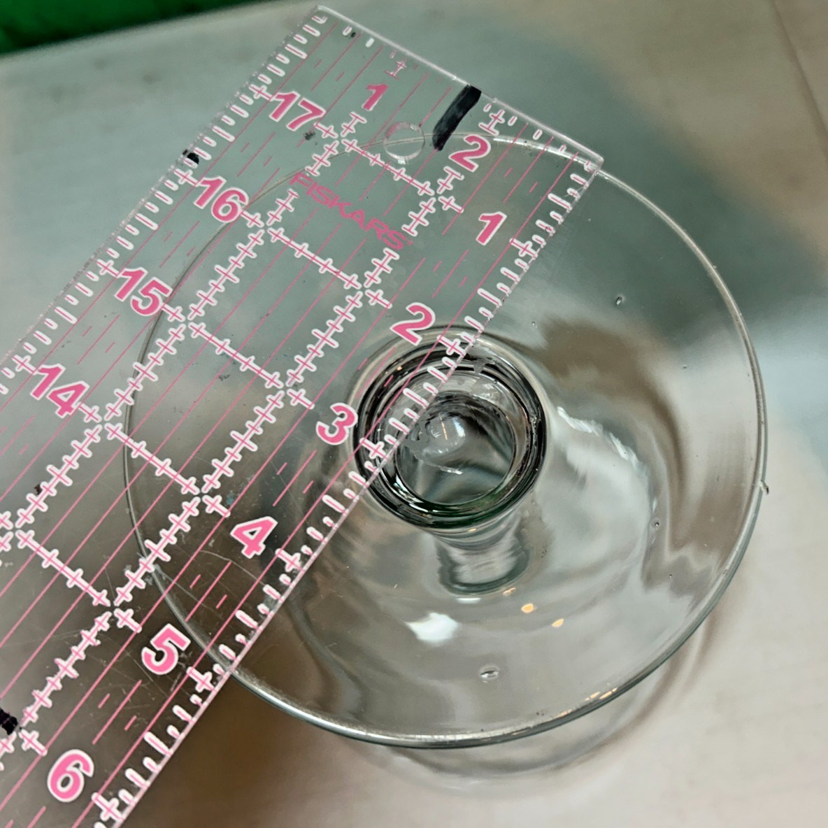 Jumbo Margarita Martini Stemmed Glass 10.5" t, Manganese Glow under 365nm light