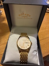mens gold plated rotary watches excellent pre-owned. Day and date. 50m. GB00354
