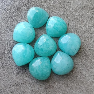WHOLESALE NATURAL AMAZONITE CABOCHON HEART SHAPE LOOSE GEMSTONE LOT JEWELLERY.