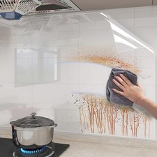 Transparent Kitchen Adsorption Wall Protector Film Static Oil Splash Guard UK
