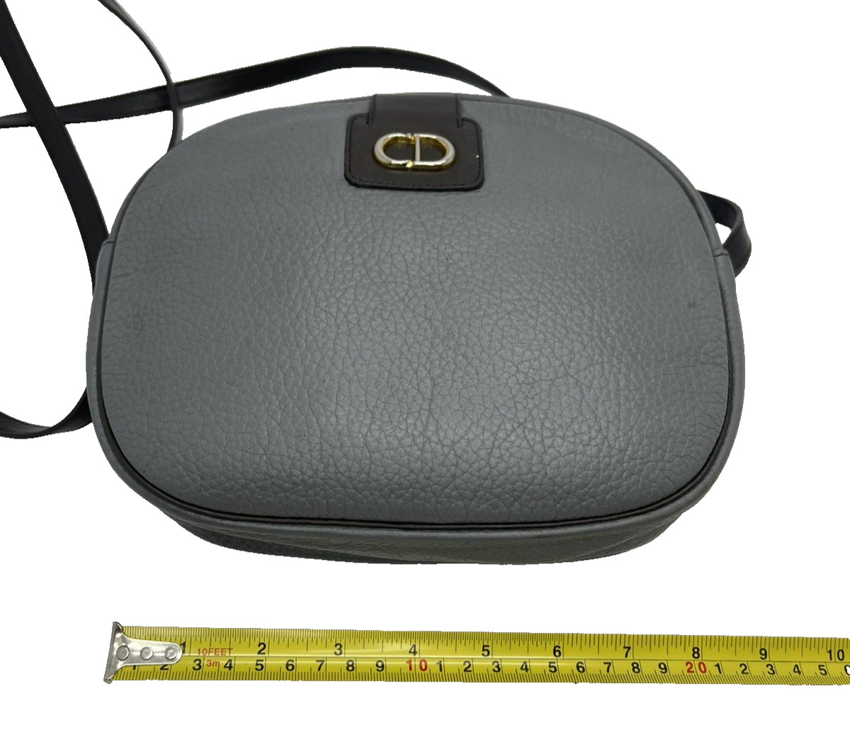 Vintage Christian Dior Shoulder Bag Gray Leather Italy Authentic thumbnail 16