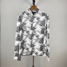 AllSaints Men s Overprinted Viscose Lightweight Button-Up Shirt Size M