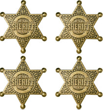 4 Placas Sheriff Metal Insignia Polic&iacute;a Oeste Estrella Prop Chaleco Western