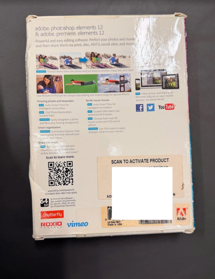 Adobe Photoshop Elements 12 For Mac and PC w/Serial Number - Factory Sealed Box - Image 2 of 4
