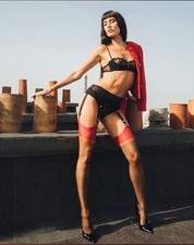 CERVIN Enola Bicolor RHT Stockings size 4, Black  Red color, New