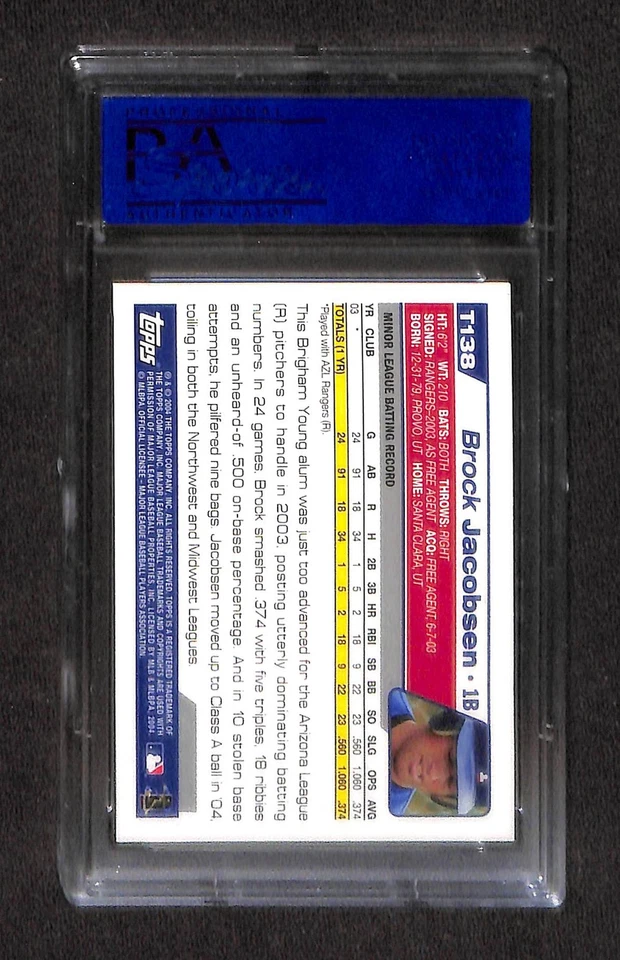 2004 Topps Traded #T138 BROCK JACOBSEN PSA 10 GEM-MT 31354559  - Image 2 of 3