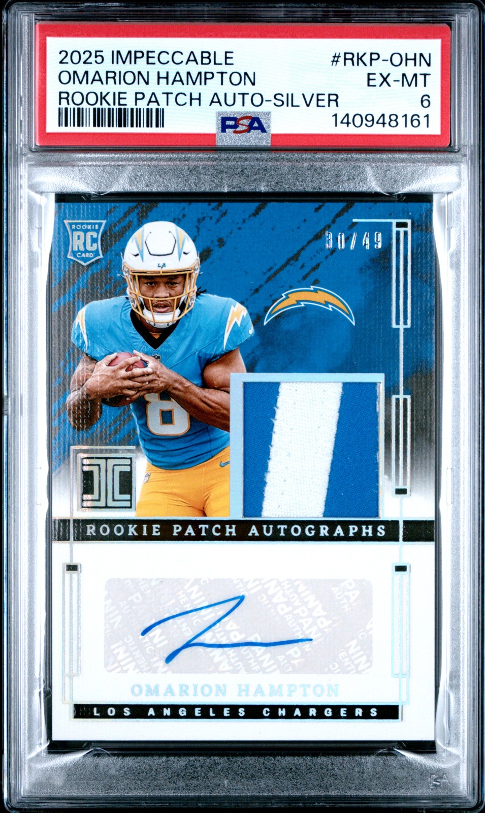 Omarion Hampton Panini Impeccable Rookie Patch Autographs #RKPOHN Silver