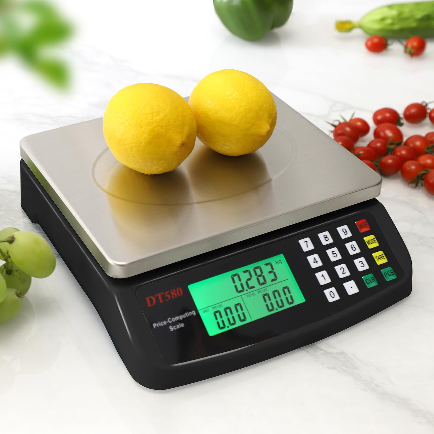 Large Digital Kitchen Scale Black 30kg/66lb Commercial Food Scale Stainless S...