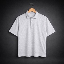 Fairway & Greene Performance Golf Polo Shirt XXL White Blue Print USA Made