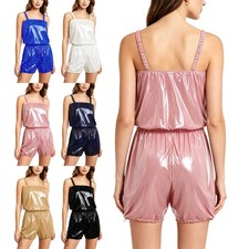 Women Bodysuit Adult Rompers Solid Color Jumpsuit Costume Nightwear Adaptive
