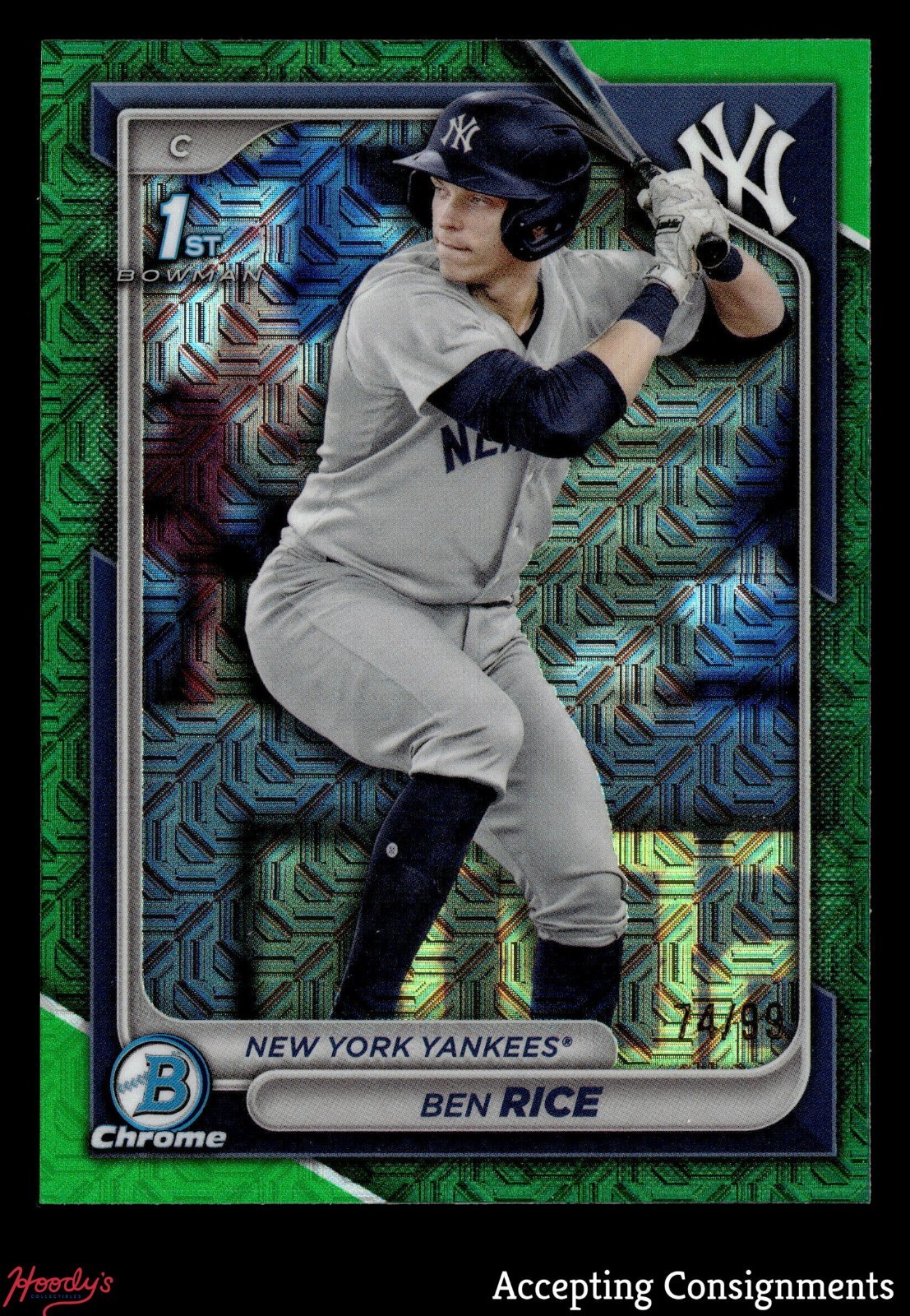 2024 Bowman Chrome Mega Box Prospects Green Refractor Ben Rice 74/99 ROOKIE 1st