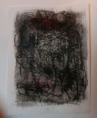 Vintage Original Drawing Art Informel Brut Mixed Media Abstract Signed Leeroy