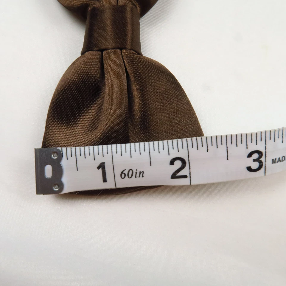 Brown Satin Formal Pre-Tied Adjustable Bow Tie Adjustable Dressy 2.25" - Image 4 of 4