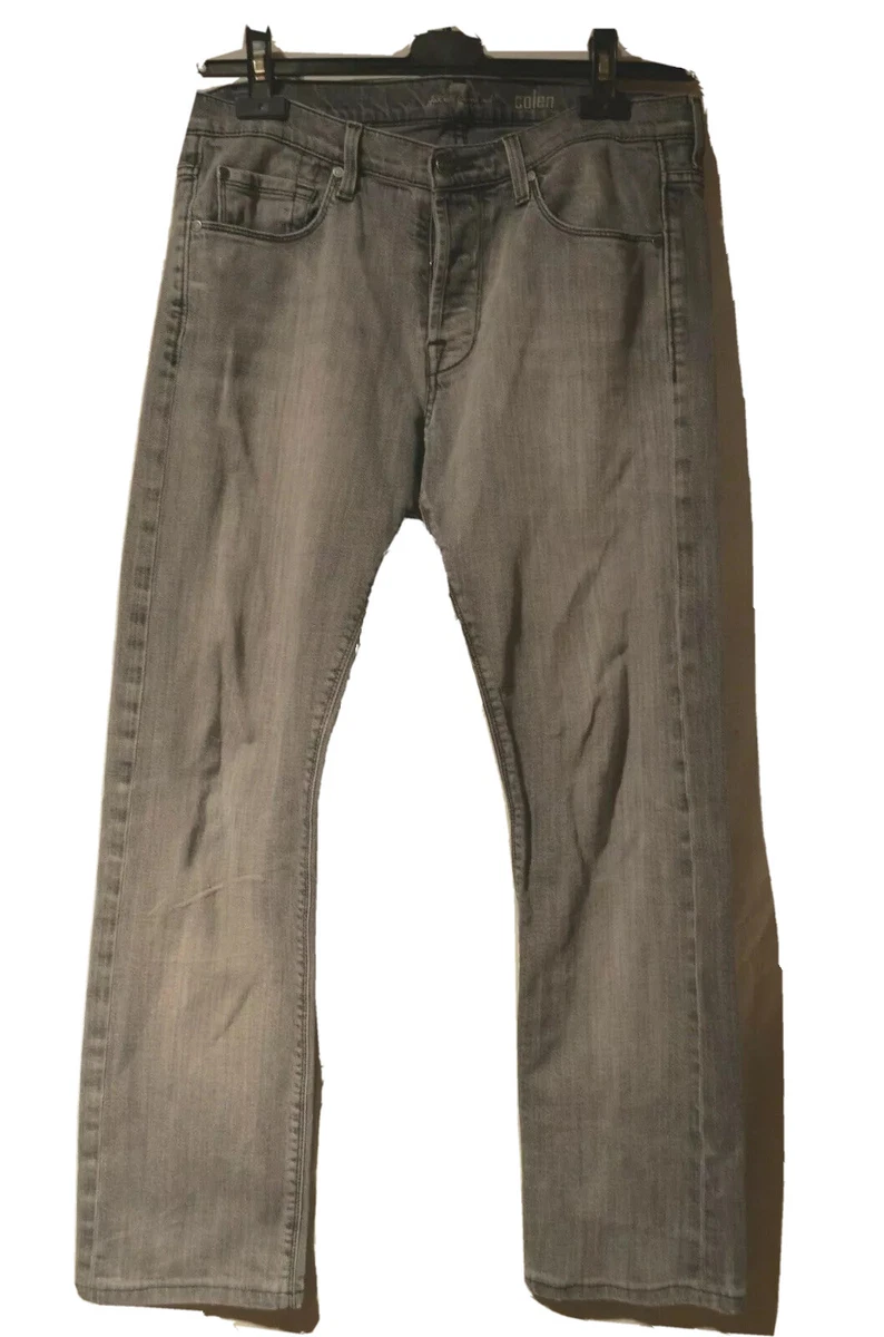7 FOR ALL MANKIND COLEN SMART GREY STONEWASHED STRAIGHT SLIM CUT JEANS W33 29