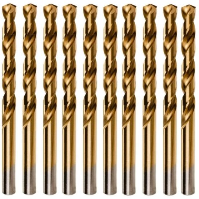 10 x 3 mm HSS Metrisch Jobber Bohrer Bits M3 x 61 mm Voll gemahlen Titan beschichtet