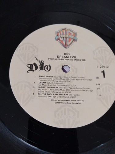 Dio Dream Evil VG+ 1-25612 Warner Bros Record's vinyl LP 1987 - Picture 8 of 8