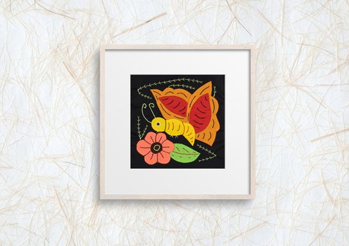 Mariposa dorada y roja con flor naranja Molita - Imagen 10 de 10