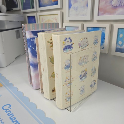 Pack of 6 Clear Acrylic Book Stand End Holder Organizer Display Shelves - Picture 2 of 11