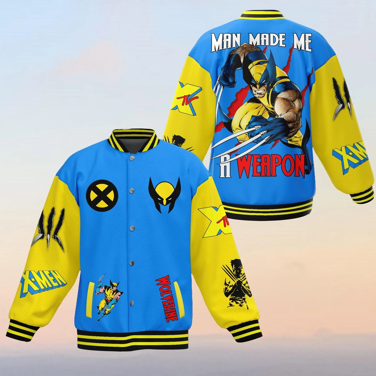 Amazing Wolverine X-men Superhero Man Made A Weapon Baseball Jacket