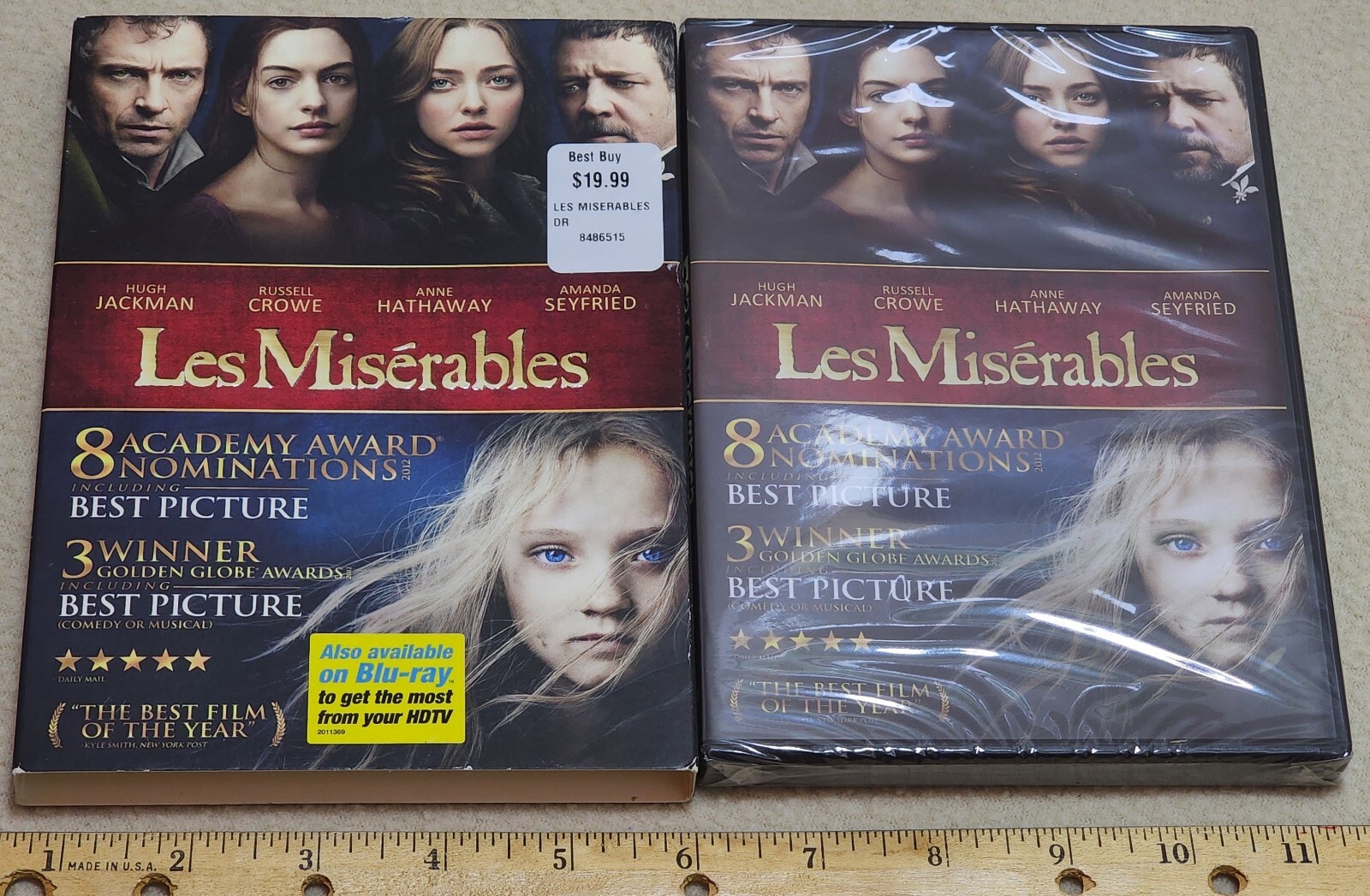 Les Misérables NEW DVD Slipcover 2013 Hugh Jackman, Russell Crowe, Anne Hathaway