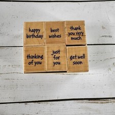 Hero Arts Rubber Stamp Set Small Greetings 6 Wooden Stamps Card Making Birthday