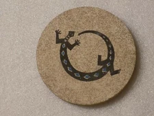 Native American Gecko Lizard Stone Coaster 4"