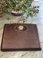 VTG MCM Borg Brown Textured Cobble Pattern Bathroom Weight Scale WORKS