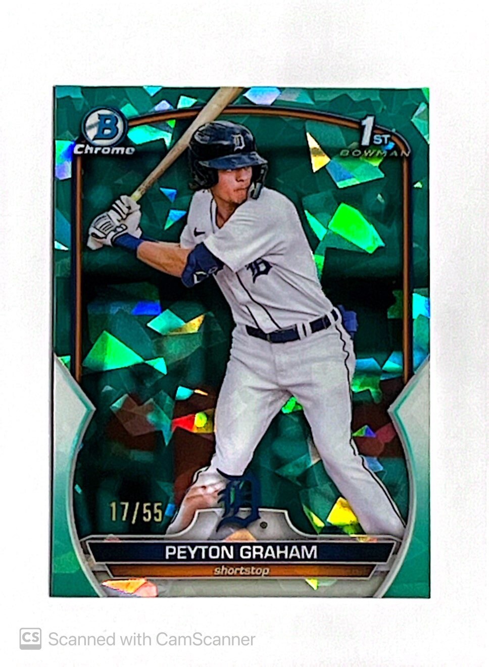 Peyton Graham 2023 Bowman Chrome Sapphire 1st Edition #BCP-57 Aqua 17/55 Tigers