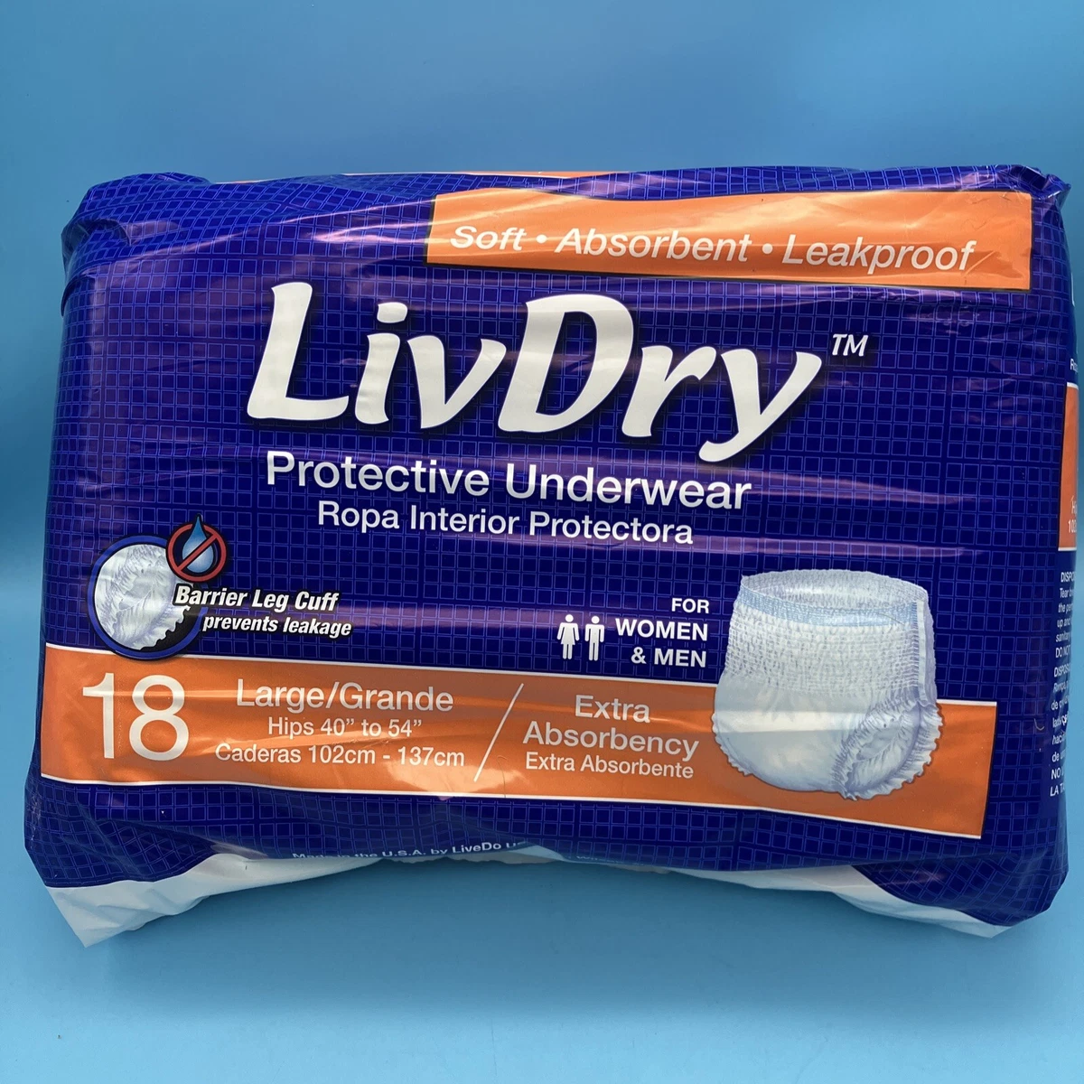 LivDry Adult Latex Free Underwear Extra Absorbency Large Diapers