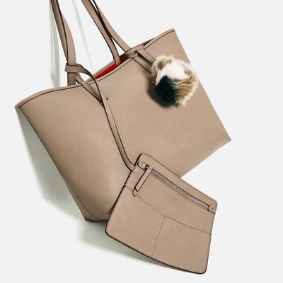 zara reversible tote bag black and red