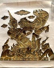 Raised Cambodian Angkor Wat Temple Rubbing GODDESS EVIL Thai Buddhist Relief Art