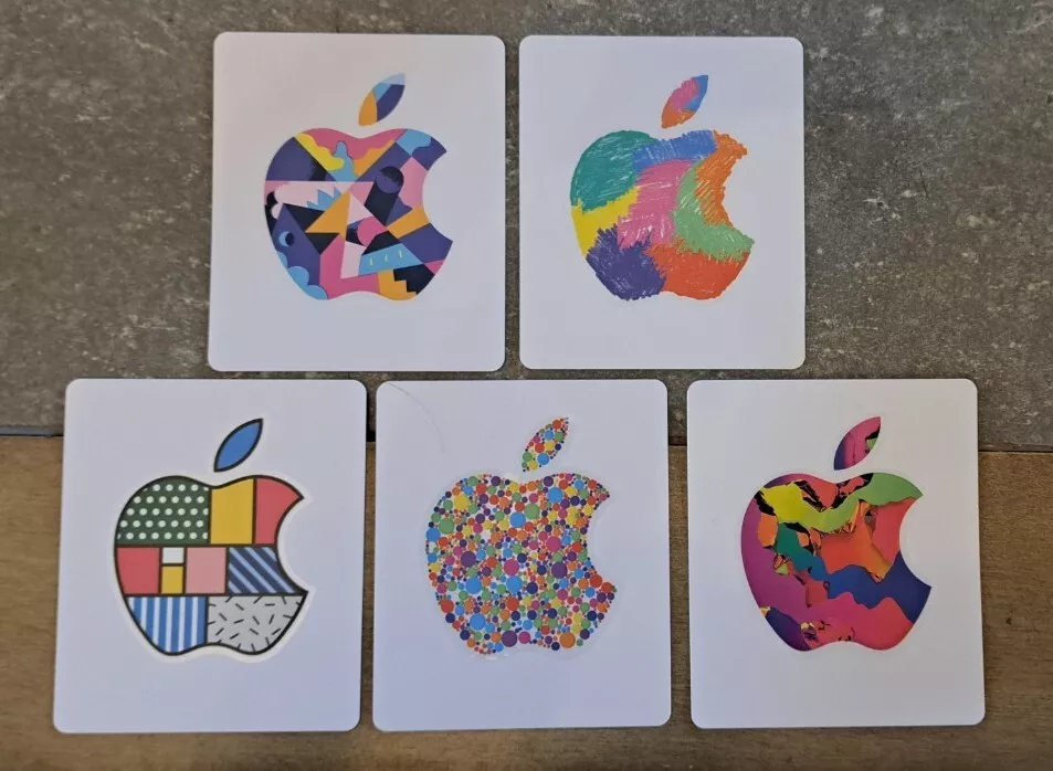 5 Apple Logo Stickers from Apple Gift Cards - NEW