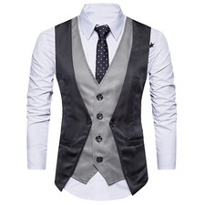 Men's Vest Business Suit Vest Slim Fit Wedding Blazer Jacket Party Sleeveless