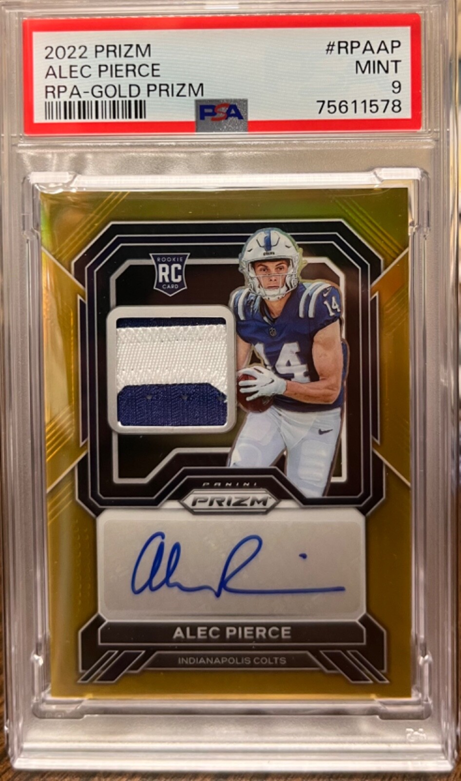 Alec Pierce Panini Prizm Rookie Patch Autographs #RPAAP Gold Prizm