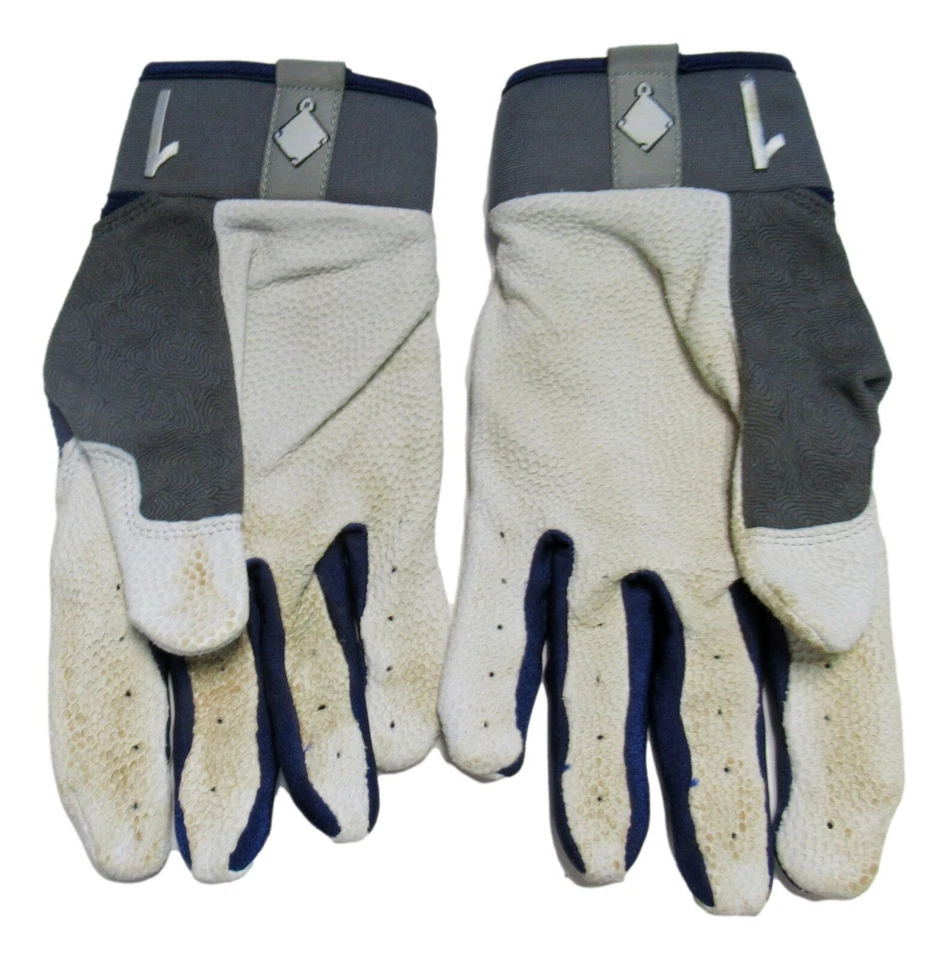 Carlos Correa Game Worn Used Adidas Blue Grey EQT Batting Gloves XL Pair - Image 2 of 2