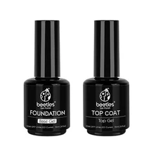 Beetles No Wipe Gel Top & Base Coat Set Glossy Shine Finish Long Lasting 2 Pcs