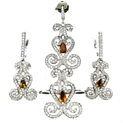 Parure Complète Rubis Argent 925 - Pendentif Avec Chaîne, Bague Et Boucles D'oreilles - Pierres Naturelles - Bijoux élégants
