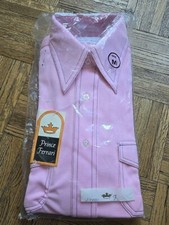 Vintage Prince Ferrari 1970  s Men  s Pink Dress Shirt -New in Plastic Retro Disco