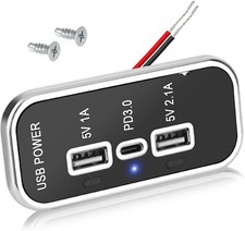 Pannello di prese USB da 12 V, presa PD 3.0 USB C e presa USB doppia da 3.1 A,