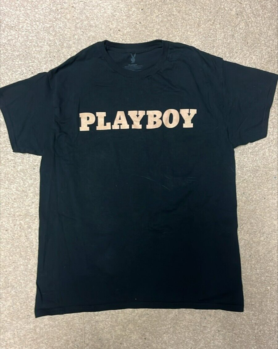 Playboy Colors Bunny's Graphic  Printed Tee Shirt  BLACK size Large