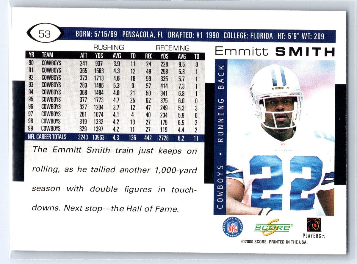 2000 Score #53 Emmitt Smith Dallas Cowboys | eBay