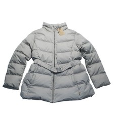 Timberland Quilted Down Jacket Coat Grey Belted Womens Slim Xxl New With Tags