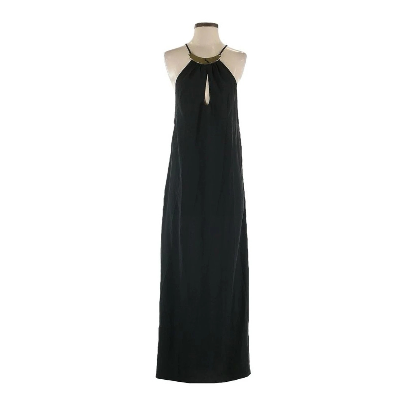 UNDERCOVER Abito Victoria’s Secret Maxi Slip S Nuovo con etichette Nero e Oro Senza Maniche Halter Aperto Schiena