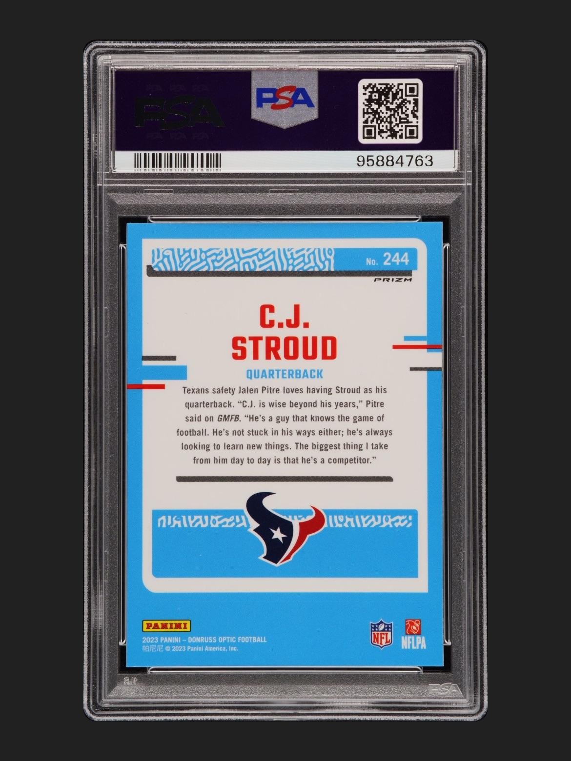 2023 Donruss Optic #244 C.J. Stroud Blue Hyper PSA 9 view 2