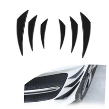 Car Spoiler Canards Kit, Self-Adhesive Front Bumper Lip Splitter, 6 PCS Black